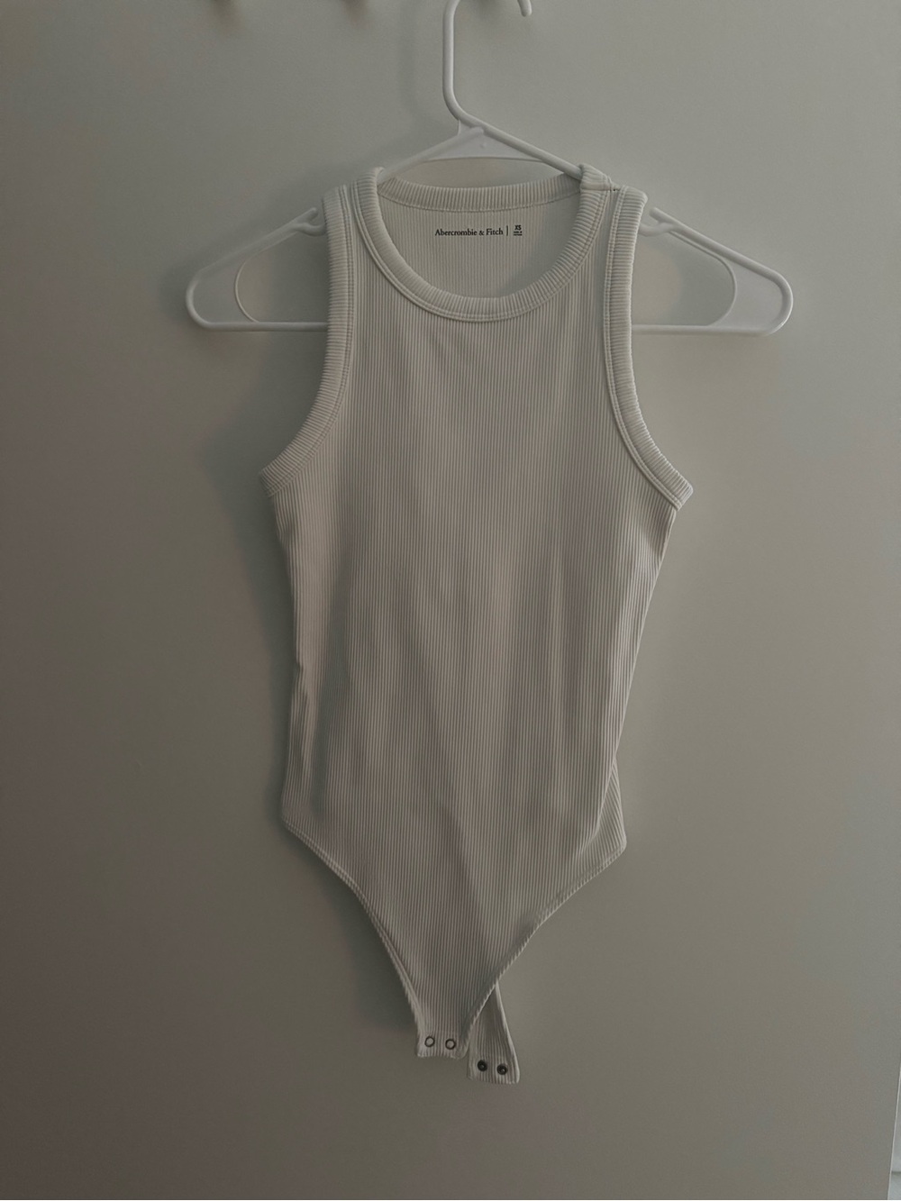 Abercrombie & Fitch White Ribbed High Neck Tank Bodysuit